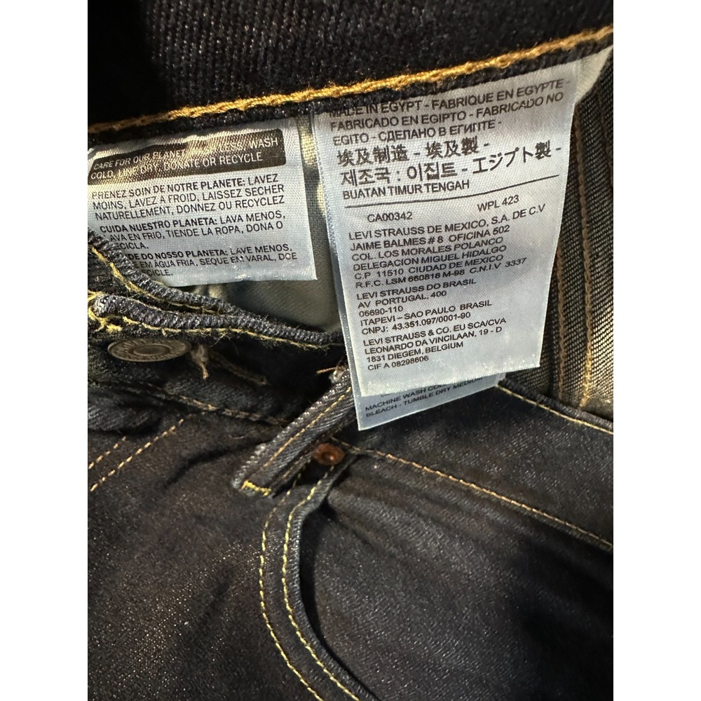 Levi's 512 Slim Taper Fit Jeans Dark Wash Blue Denim Men's Size 34 x 34 5 Pocket - Picture 13 of 16